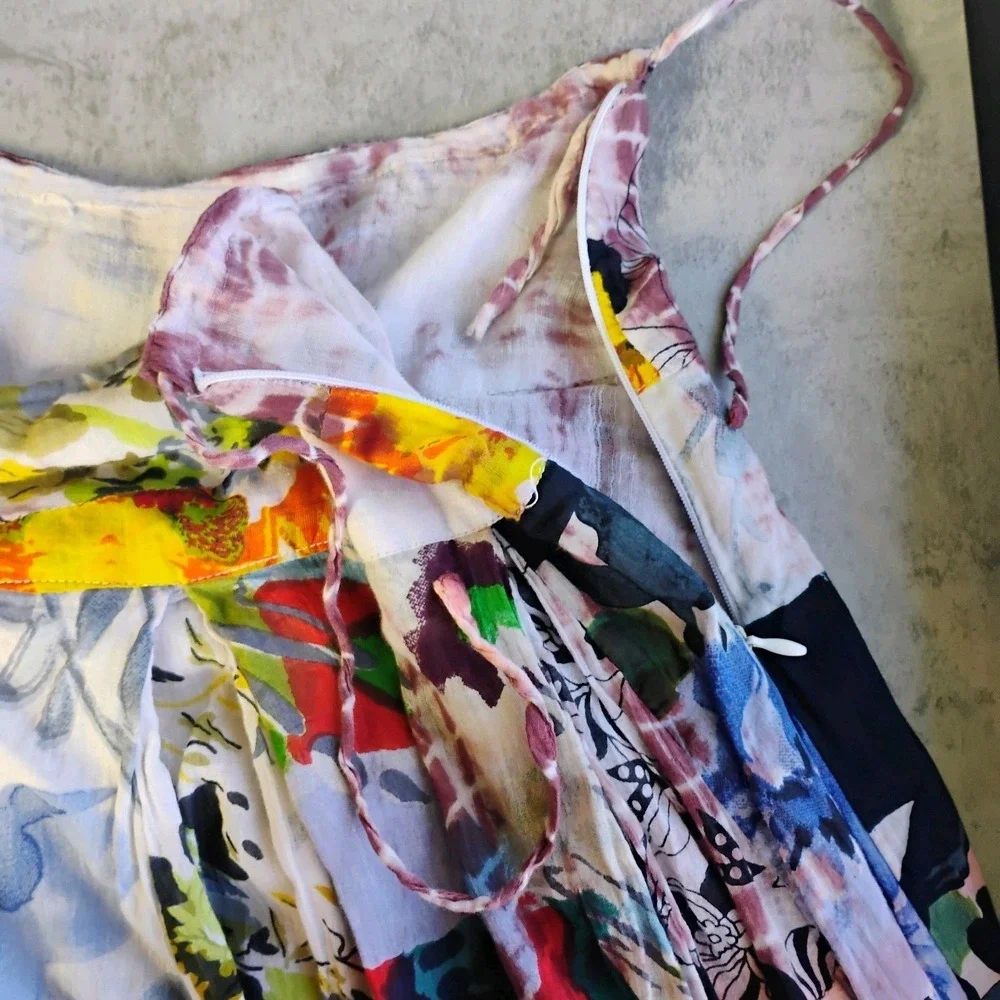 Sacred Threads Maxi Skirt Womens XL Boho Patchwork Floral Hippie Multicolor